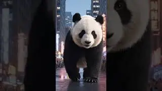 🐼 Slow Motion Panda Walk in the City | Cinematic Street Style