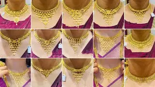 Gold necklace designs pictures /Light weight gold necklace design with weight and price//
