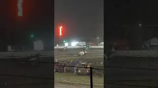 Big Sprint Car flip into the fence. #wrecking #crash #sprintcarracing #openwheel