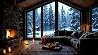 Cozy Cabin Jazz Ambience 🎄 Crackling Fireplace & Smooth Jazz for Winter Relaxation