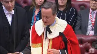 David Cameron takes oath of allegiance as Barron Cameron of Chipping Norton in the House of Lords