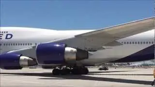 United 'Charter' Boeing 747-422 [N194UA] Taxi and Takeoff to Victorville