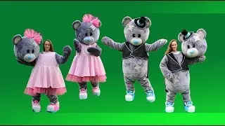 Teddy Bears mascot costumes dancing girl and boy | Mascot costumes TV