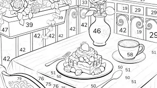 Romantic breakfast on the balcony with roses and cake | Coloring Games