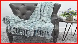 Home Soft Things Multi-Color Chenille Couch Throw Blanket, Grey/Blue, 50