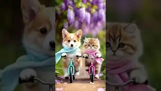 puppy nd cat cycling #viral #animallife #cute #cat #shortsfeed #petsrule #funny #catvideos #tiktok