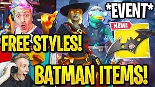 Streamer FINDS *SECRET* HALLOWEEN STYLES + *ALL* BATMAN EVENT Items & Skins! (Fortnite Moments)