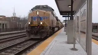 Union Pacific Doublestack Intermodal Train with 4 Engines!