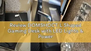 Review DOMSHOCT L Shaped Gaming Desk with LED Lights & Power Outlets, 120*80cm Corner Computer Table