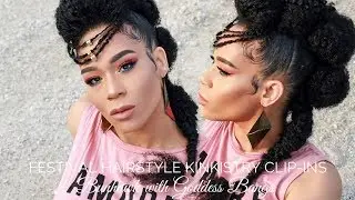 Festival Wakanda Inspired Hairstyle with Kinkistry Clip-Ins | Bunhawk & Goddess Bangs | Tia Kirby