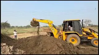 Tow JCB 3dx Backhoe Machine, One TATA Dump Track And Mahindra Tractor Going to Wash the All Machines