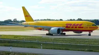 [4K] AeroLogic (DHL) Boeing 777-200F (D-AALQ) Taxiing and Departure at Munich Airport!