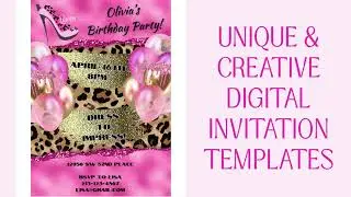 Leopard print birthday invitation, leopard print party invite, invitation template, leopard print