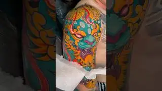 Fu Dog Tattoo #shorts using #mastracer #emallaeliotcartridges #emallatattoosupply #jconlycartridges