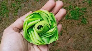 How to make an rose flower from palm leaves /coconut leaves craft ideas