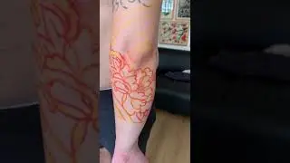 Peony and japanese waves free hand