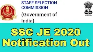 SSC - JE 2020 Notification Out ||#Shortviedo