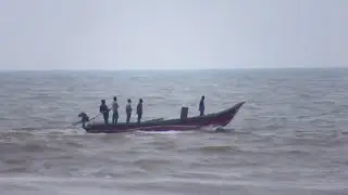 Standing Straight On A Boat Through Rough Sea Waves