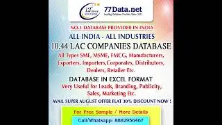 10.44 Lac Companies Database - All India / All Industries