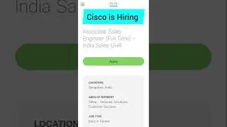 Cisco Recruitment 2022 | Package ₹10 Lakhs | Freshers Eligible | Latest Jobs 2022 #shorts