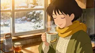 Warming Up: Hot Honey Ginger Tea on a Snowy Day ☕| Ghibli Style ASMR ❄️