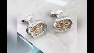 Rotatable Tourbillon Mechanical Movement Oval Men's French Shirt Cufflinks