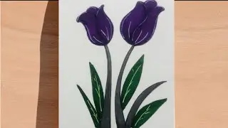 How to draw purple flowers || easy drawing for beginners 
