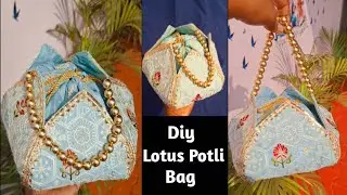 पुराने कपड़े से बनाएं 🪷 (Lotus Potli Bag)🪷 Diy embellished potli bag / How to make potli bag at home