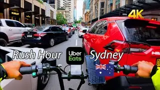 Sydney CBD 🇦🇺 Rush Hour Traffic | Ebike Ride | UberEATS Delivery POV