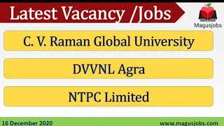 NTPC Limited | DVVNL Agra | C. V. Raman Global University | Recruitment 2020