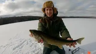 Ice FIshing Lake Trout in Upper Michigan