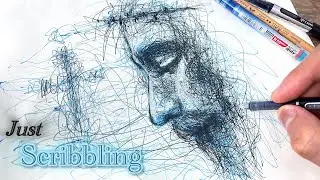 Mind-Blowing Scribble Art with Only 2 Pens! ✍️🔥 | Emotional Speed Drawing in Blue & Black