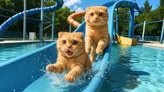 Mama Cat and Kitten Sell Orange Juice to Make Their Dream Water Park Trip Come True! 🍓🐾