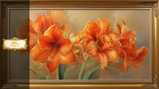 Orange Amaryllis in Ornate Gold Frame 4K | Silent TV Art Screensaver (No Music)