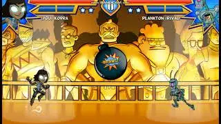 Super Brawl 4 Gameplay: Korra vs Plankton (Free Play Mode)