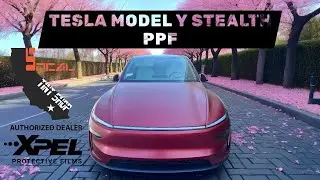 TESLA MODEL Y JUNIPER RED IN STEALTH PPF and WINDOWS TINTING 