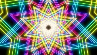 Endless Rainbow Neon Glow Tunnel With Alternating Star Shape Rotation 4K DJ Visuals Loop Background