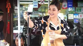 [4K] Fastest hand in thailand! The Most Popular Pretty Coffee Lady In Bangkok - Thailand Street Food