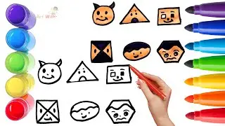 How To Draw cute Shape Drawing, Painting & Coloring For Kids and Toddlers_ Child Art 🐋🌈🎨