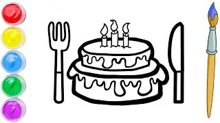 Pencil Drawing of a Cake   How to Draw a Birthday Cake Easy   knif & Spoon Pencil Drawing