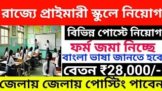 রাজ্যে প্রাইমারী স্কুলে জেলায় জেলায় নিয়োগ l WB Primary Teachers Recruitment 2025 l WB job vacancy