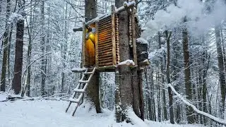 Surviving Snow in the Jungle: Cozy Treehouse with Stone Fireplace 🔥
