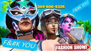Stream Sniping Fortnite FASHION SHOWS with my PHONE NUMBER in my name... (Funny Reactions)