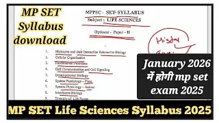 Mp Set 2025 New Syllabus For Life Sciences !! NET life Science syllabus !! Mp set ka syllabus !!