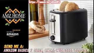 Amazon Basics 2 Slice, Extra-Wide Slot Toaster with Removable Crumb Tray, Bagel Setting, breakfast..