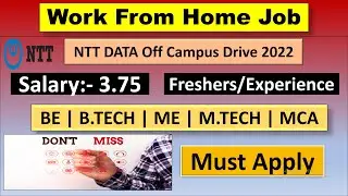 NTT DATA Off campus Drive 2022 |  NTT DATA Work From Home Job | 3.75 LPA | Freshers || InfoWala