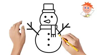 Как нарисовать снеговика | Легкие рисунки ⛄