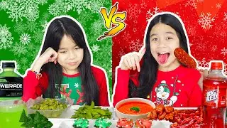 RED FOOD VS GREEN FOOD CHALLENGE
