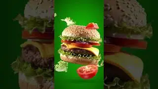 Burger Spinning in slo-mo Green Screen Effect #food #burger #hamburger   #chromakey #greenscreen