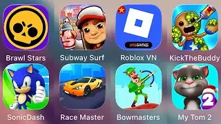 Roblox,Race Master 3D,Subway Surf,Bowmasters,My Tom 2,Kick The Buddy,Brawl Stars,Sonic Dash